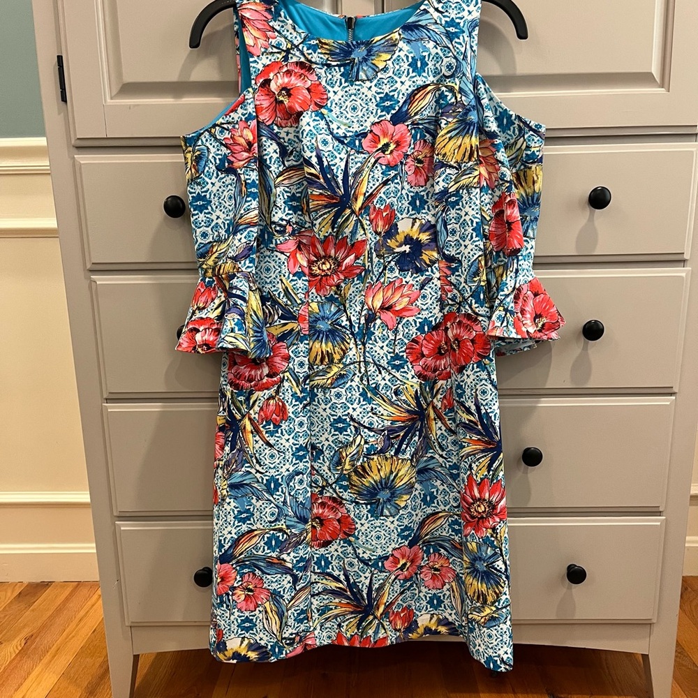 Floral Sleeveless Dress with Ruffle Detail